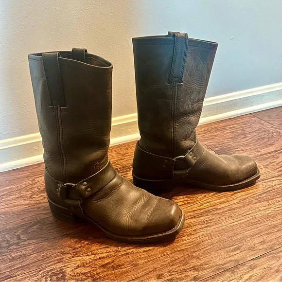 Frye Harness 12r Moto boots in brown - Picture 8 of 13